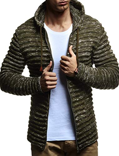 Amazon.com: Leif Nelson LN20724 Men's Knit Jacket with Hood Knitt